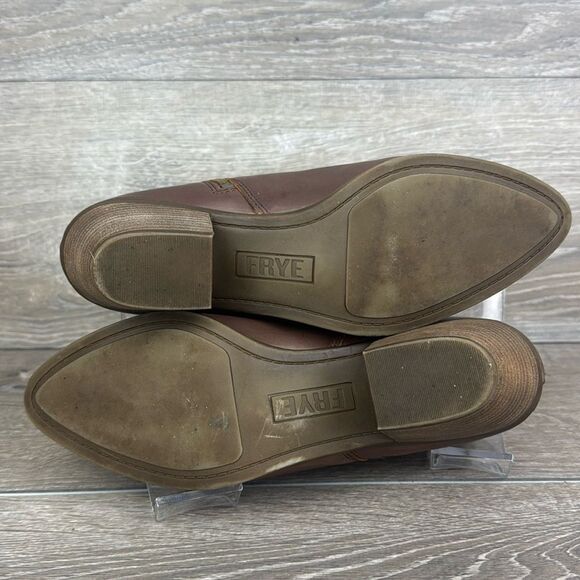 Frye Judith Double Zip Wheat Tan Leather Women’s Sz 9.5M Heeled Ankle Boots - Picture 8 of 11